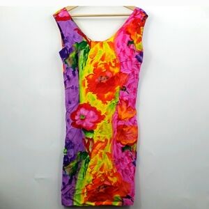 Vintage Vibrant Floral Sleeveless Dress By Jams World